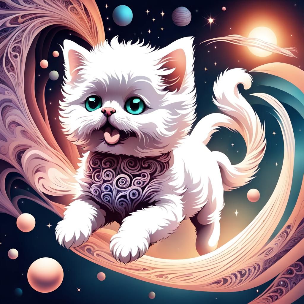 Space Kitten and Bichon Frise in Universe