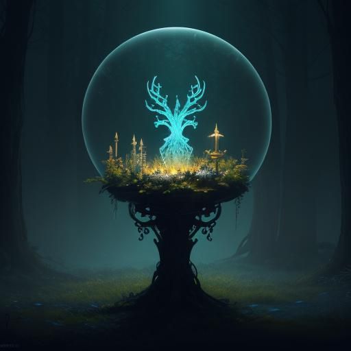 Glowing Potion of Healing in Mystical Forest