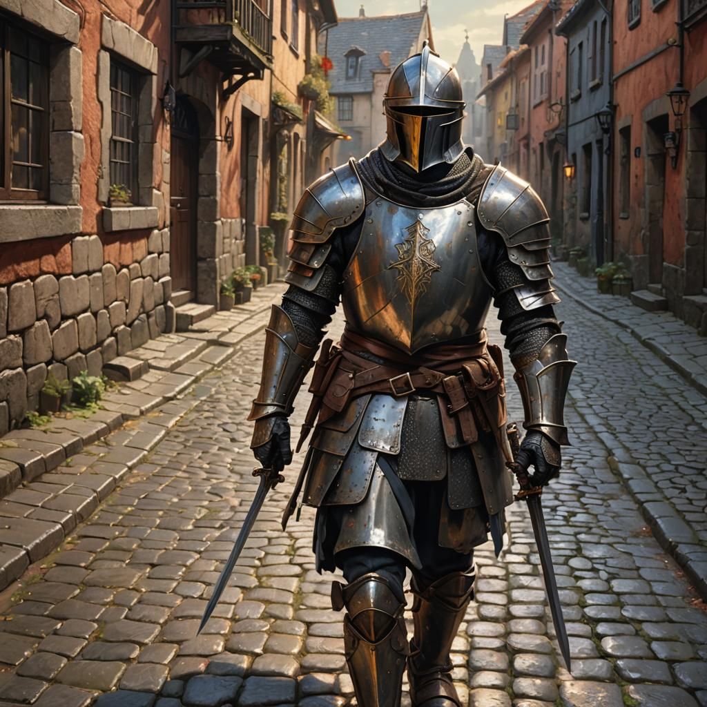 Knight Returns Home: Hyperrealistic Concept Art