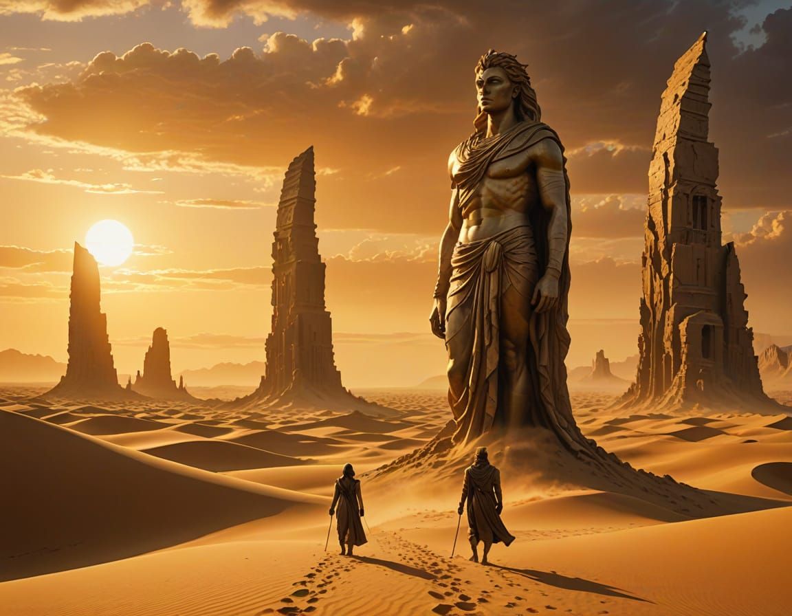 Ancient Desert Metropolis with Forgotten Deities in Digital ...