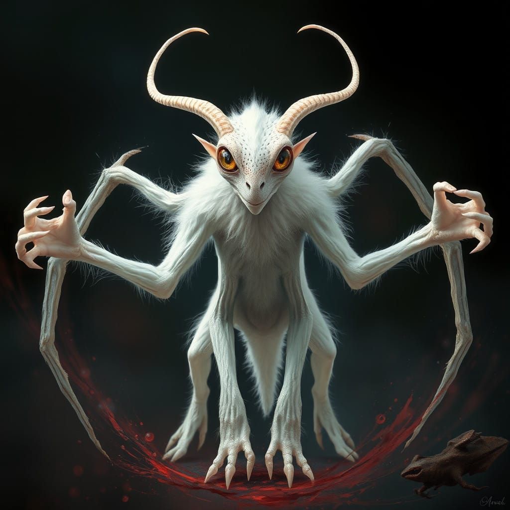 Majestic Six-Limbed Creature with Elaborate Head Features