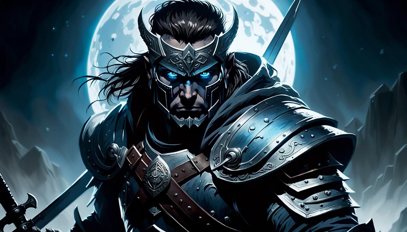 Ominous Eclipse Guard Portrait in Dark Fantasy Style