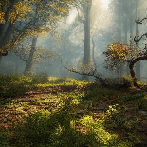 Sunlit Forest with Cinematic Style