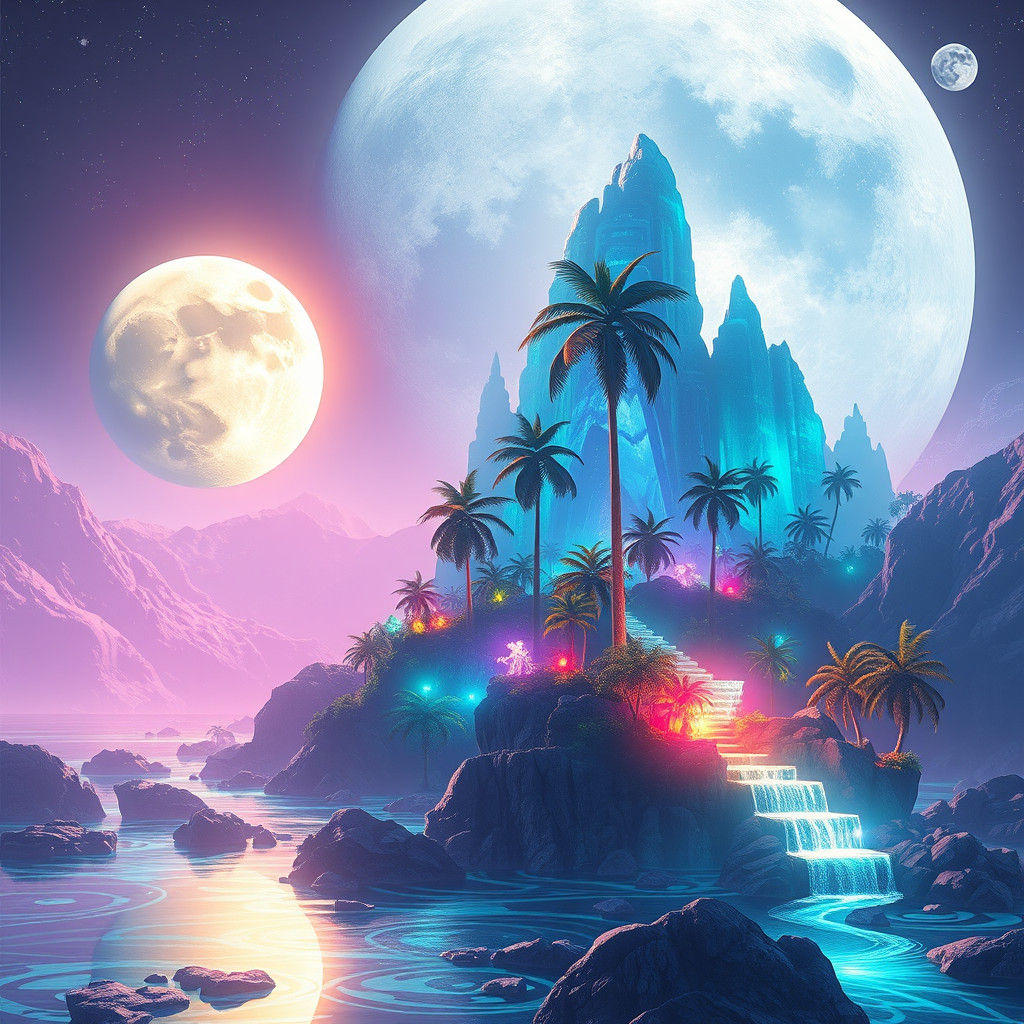 Tropical Lunar Island: Fantasy Concept Art
