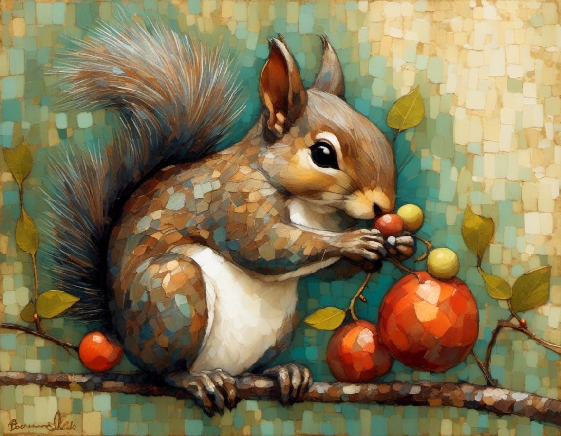 Cute Squirrel Illustration in Gothic Art Style