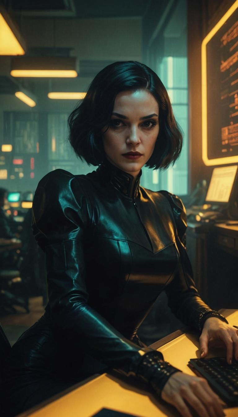 Cyberpunk Art Deco Portrait of Ballerina Trader