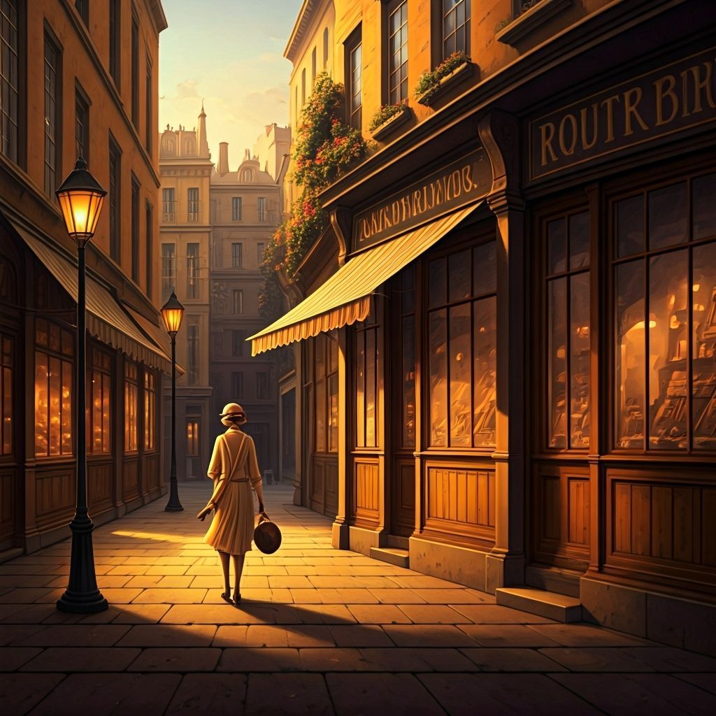 1920s Woman on Vintage City Street in Dudovich Style