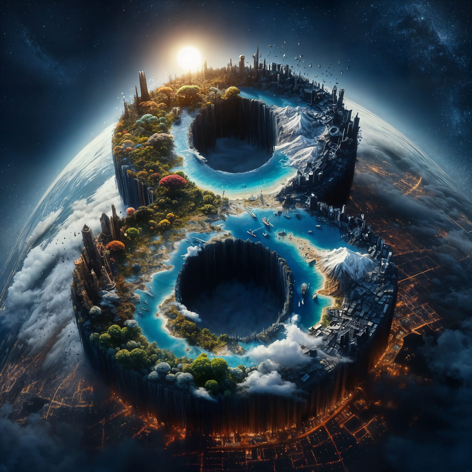 Earth Reformed in Hyperealistic Dark Moody Style