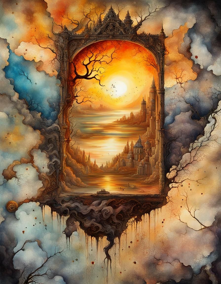 Surreal Worlds Collide: Rococo Double Exposure Sunset