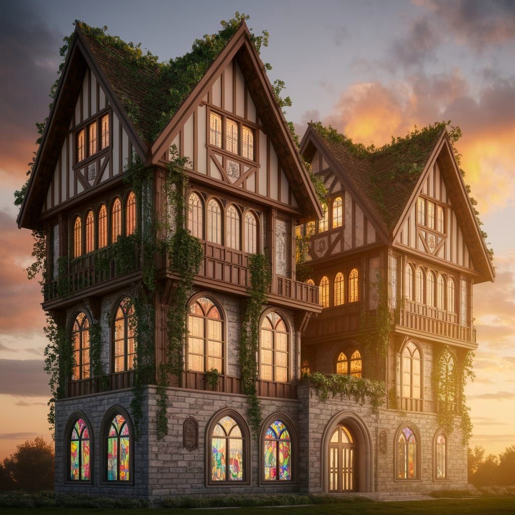 Eco-friendly arcology megastructure Tudor architecture: