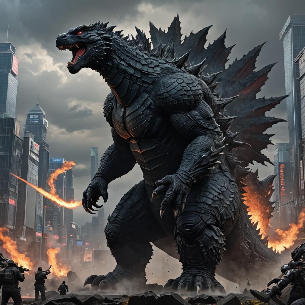 Godzilla in Detailed 3D Anime Art Style