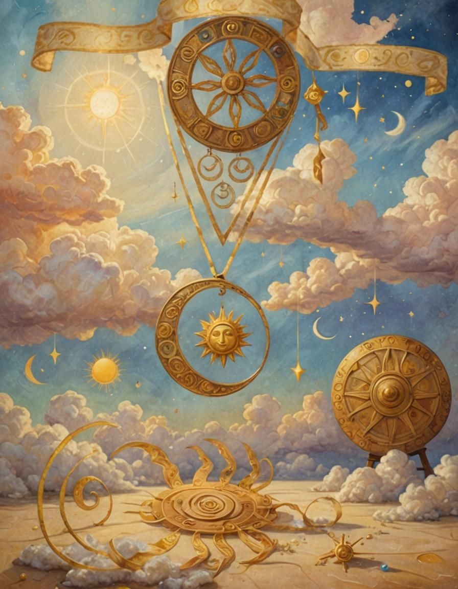 Surreal Celestial Arrangement in Soft Pastel Hues