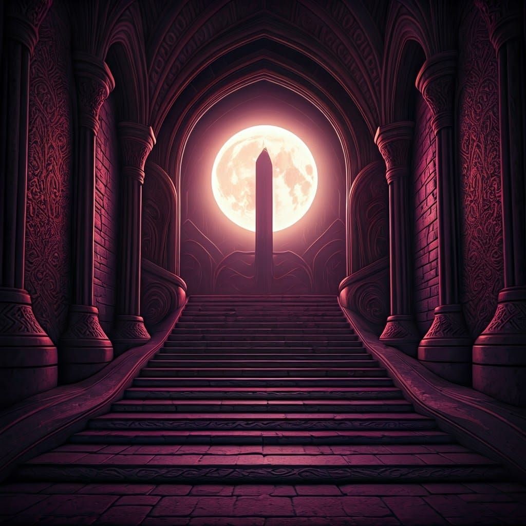 Elven Moon Goddess Temple Interior in Dark Fantasy Style