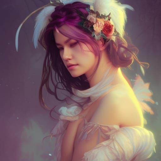 Halloween Fairy Girl Portrait in Hyperdetailed Style