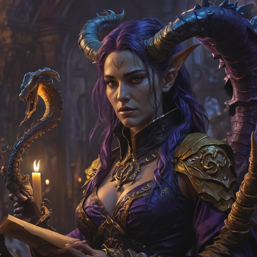 Female Warlock Signs Contract in Dark Fantasy Art
