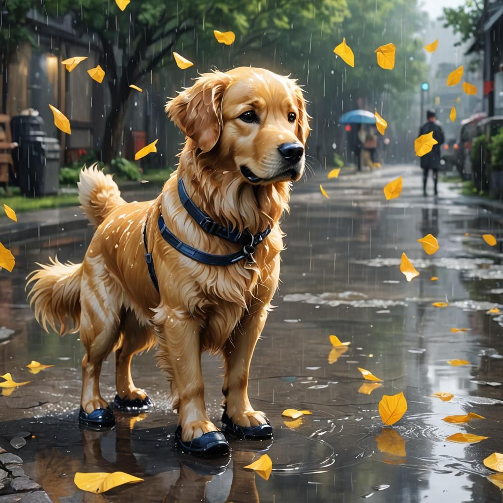 Golden Retriever in Boots: 3D Anime Art