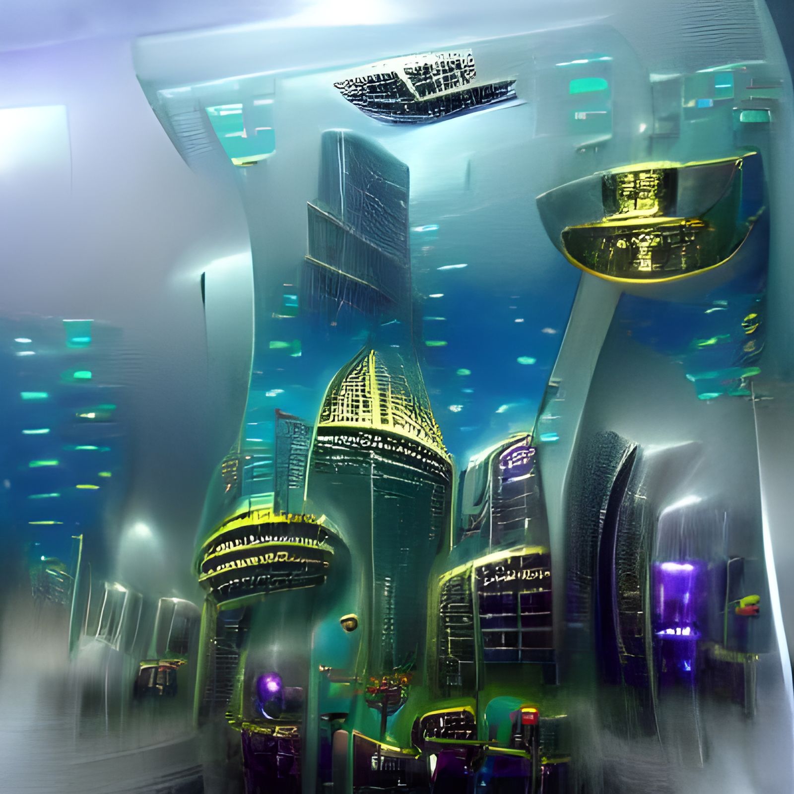 Underwater Futuristic Cityscape