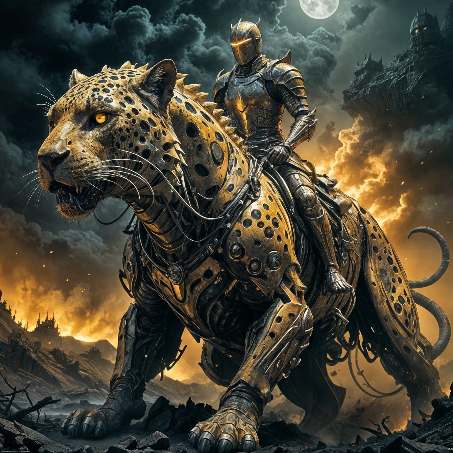 A knight and his biomechanical jaguar