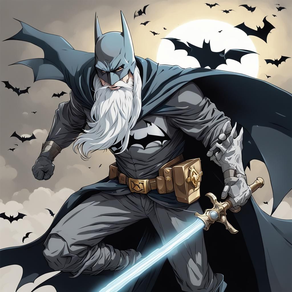 Batman as Gandalf in Anime Style