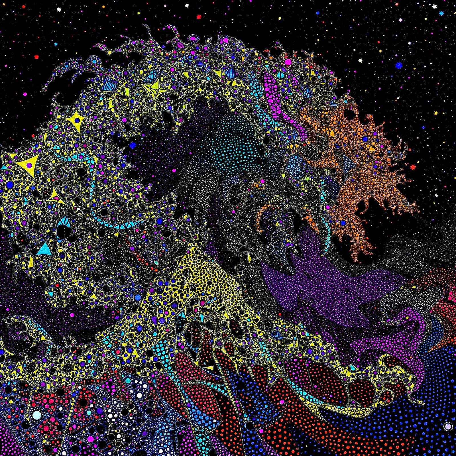 Wolf Waves Fractal Art in Zentangle Blender Style