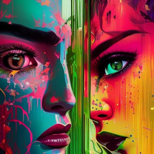 Mirrored Beauty: Split Screen Portrait in Romantic Style