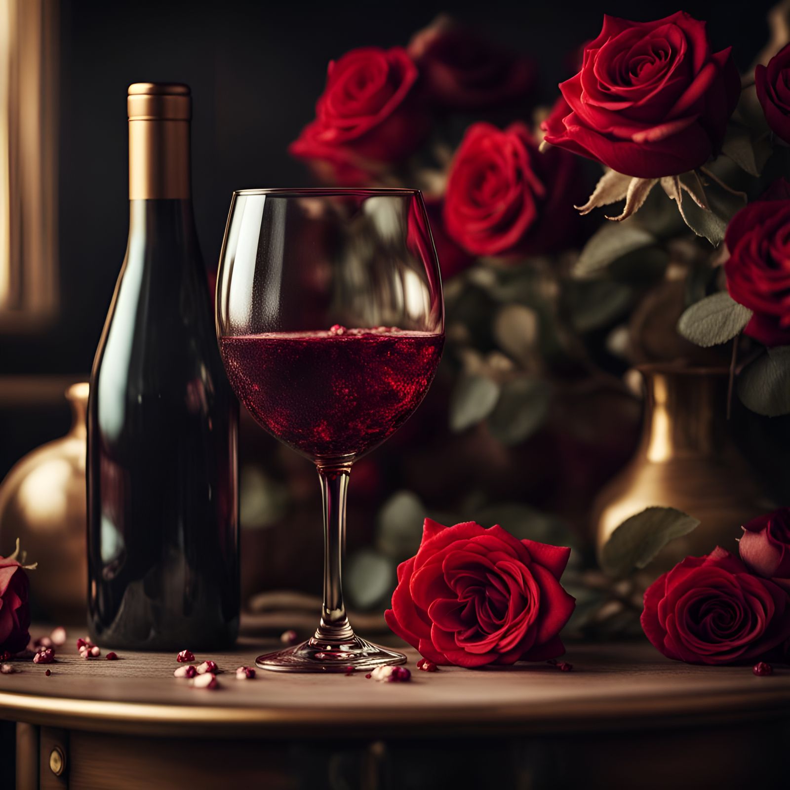 Wine and Roses Macro in Dreamlike Cottagecore Style