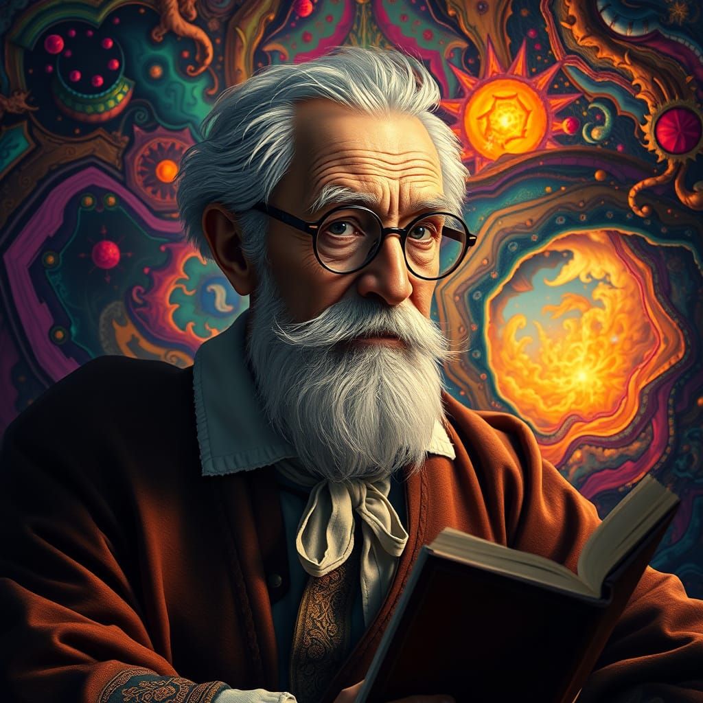 Ethereal Scholar in Dreamlike Chaos