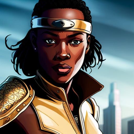 Cyberpunk Assassin in Comic Book Action Panel