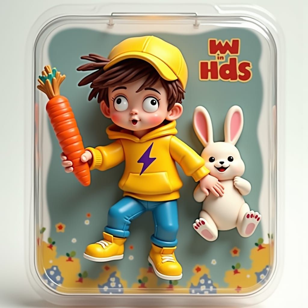 Boy with Carrot Action Figure, in Digital Art Style