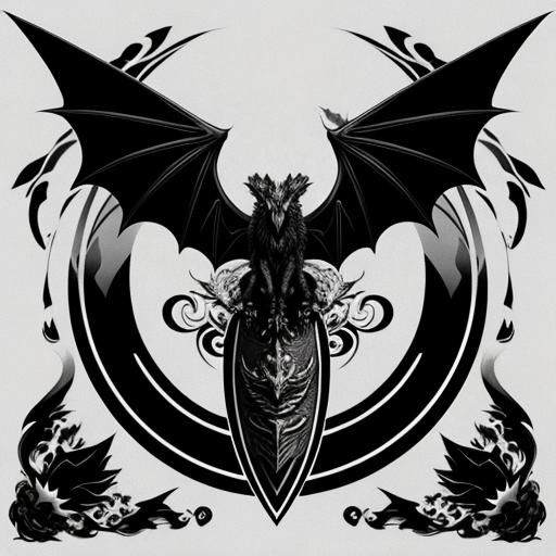 Winged Dragon Cheetah Logo in Black and White