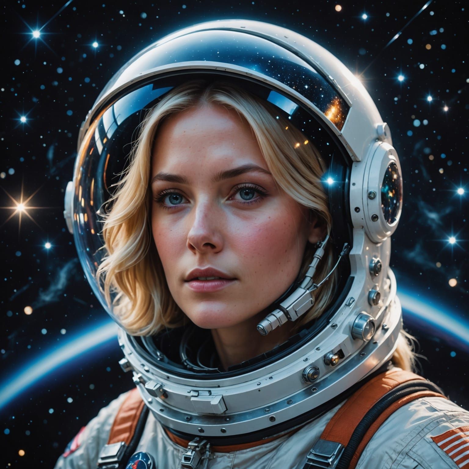Cosmonaut Beauty: A Hyperrealistic Space Portrait