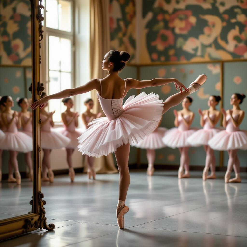 Black Ballerina Balancing on Bottle as Painting