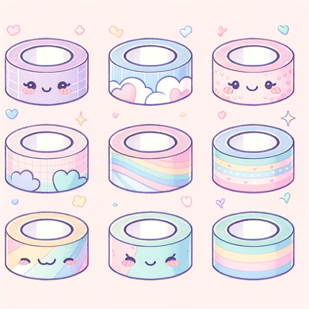 Pastel Washi Tape Collection with Gradient Colors