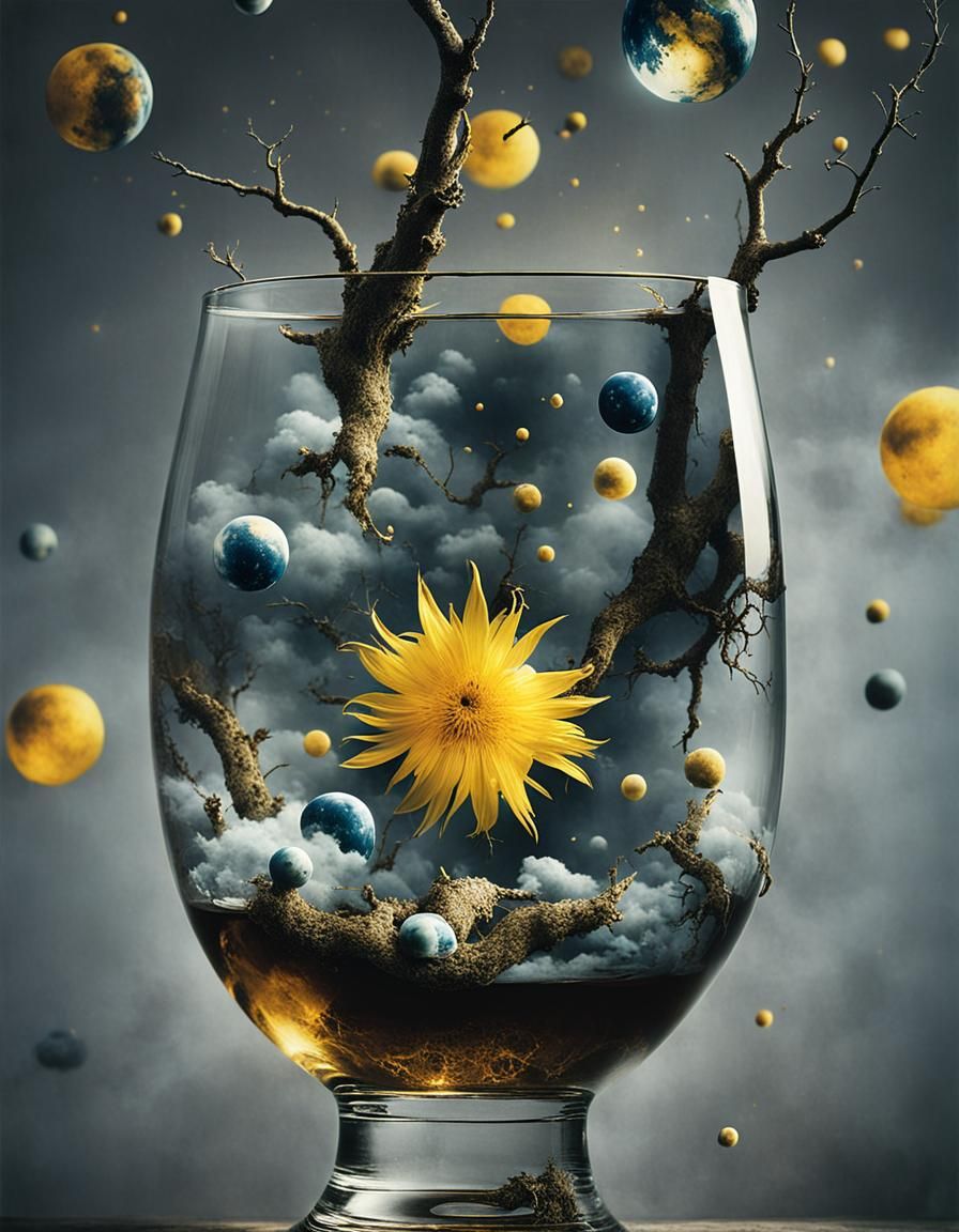 Surreal Stargate Dreamscape with Bonsai and Stars