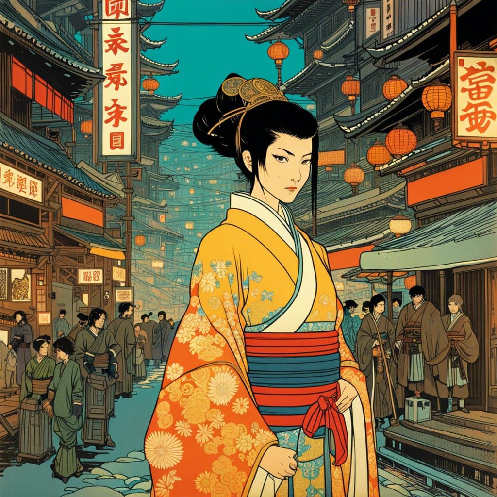 Samurai Princess in Tokyo: Retro Game Art