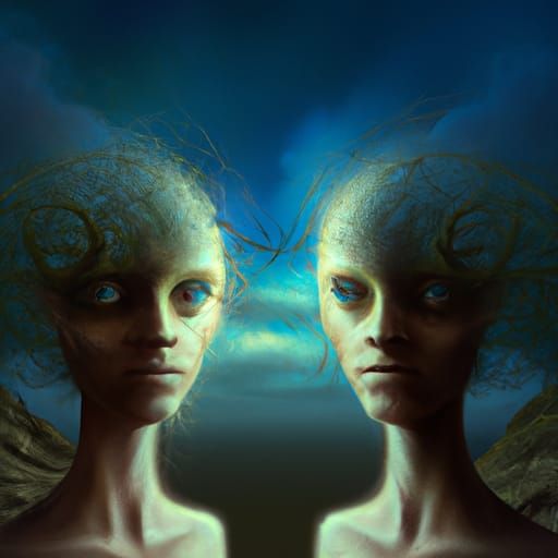 Dramatic Digital Painting of Two Heads