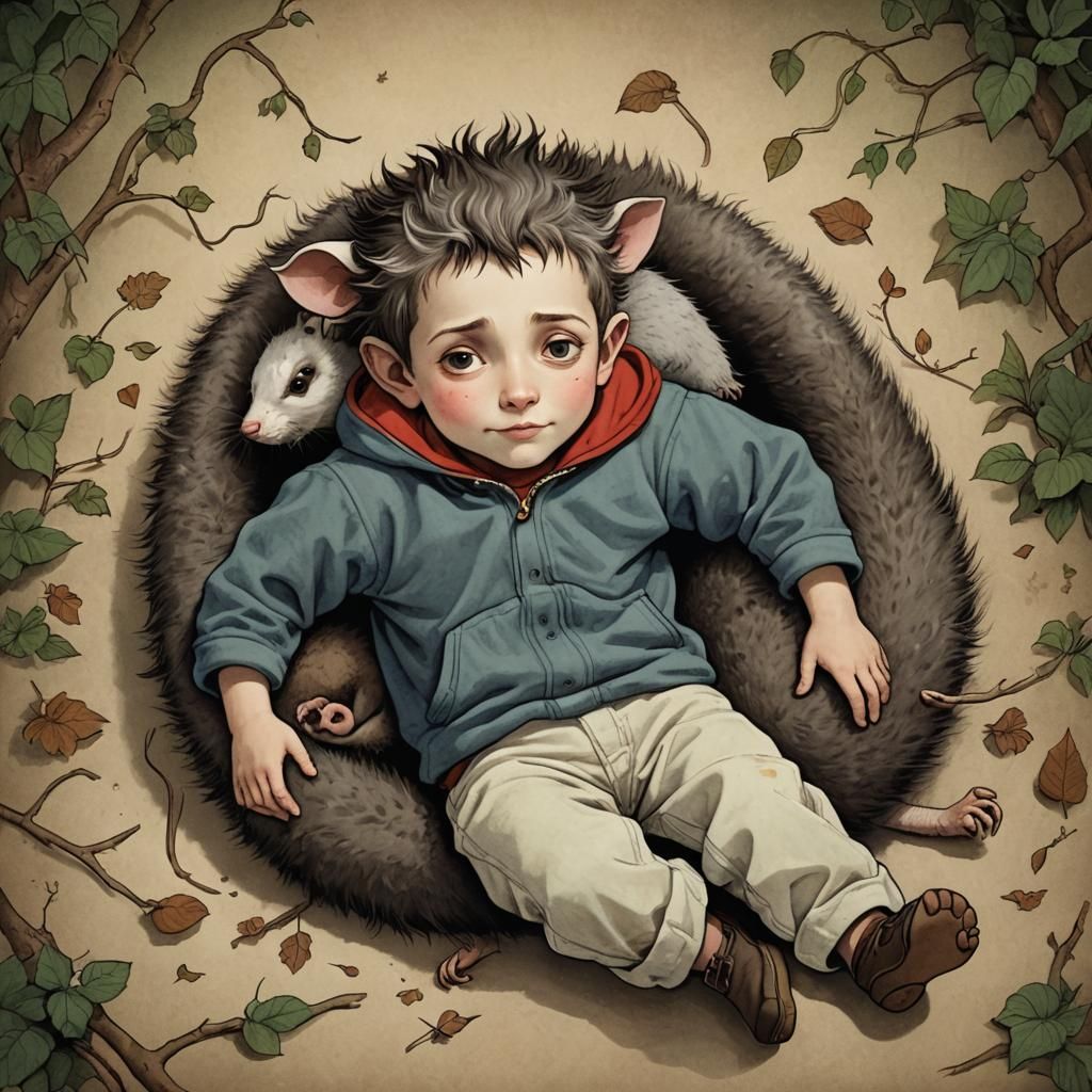 Boy Sleeping: Possum Magic Illustration