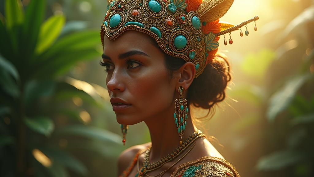 Lemuria's Queen Portrait in Art Nouveau Style