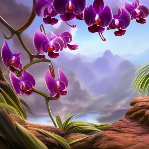 Madagascan Vanilla Orchid Fantasy Landscape