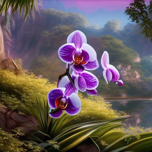 Exquisite Madagascan Vanilla Orchid Fantasy Landscape