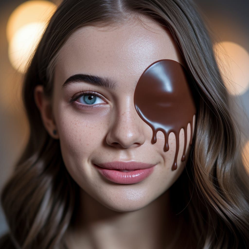 Chocolate Eyepatch: Dreamlike Close-Up Portrait with Bokeh