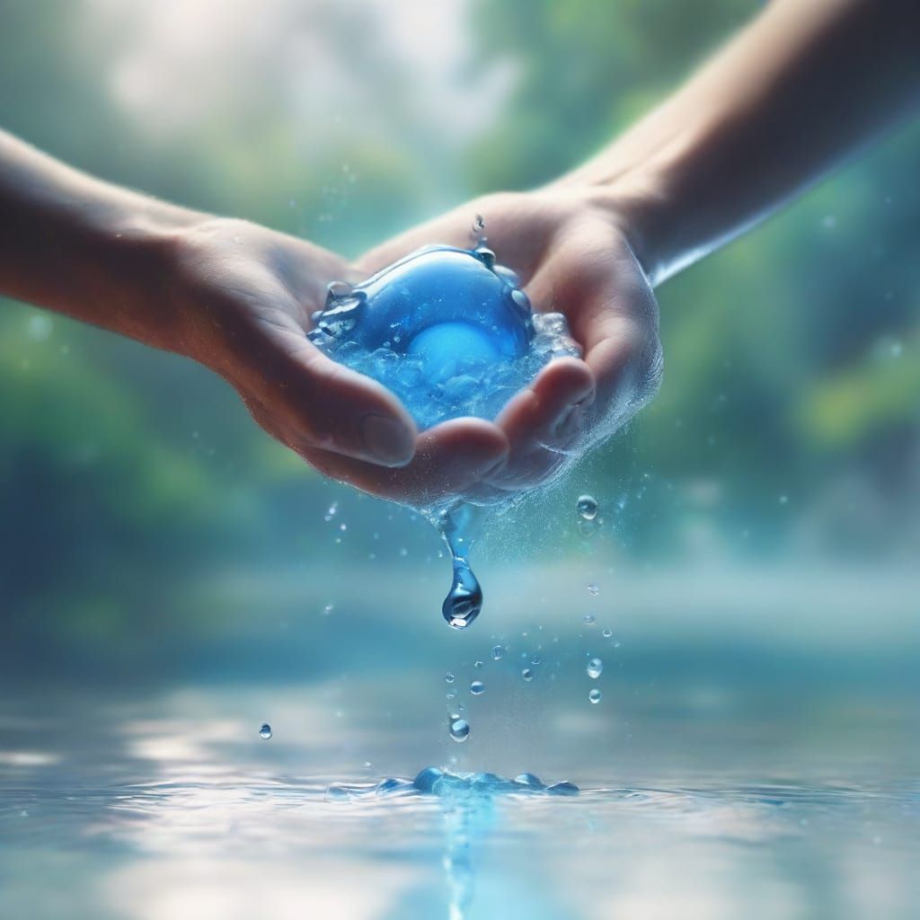 Hand Holding Glowing Nurdle in Stencil Art Style