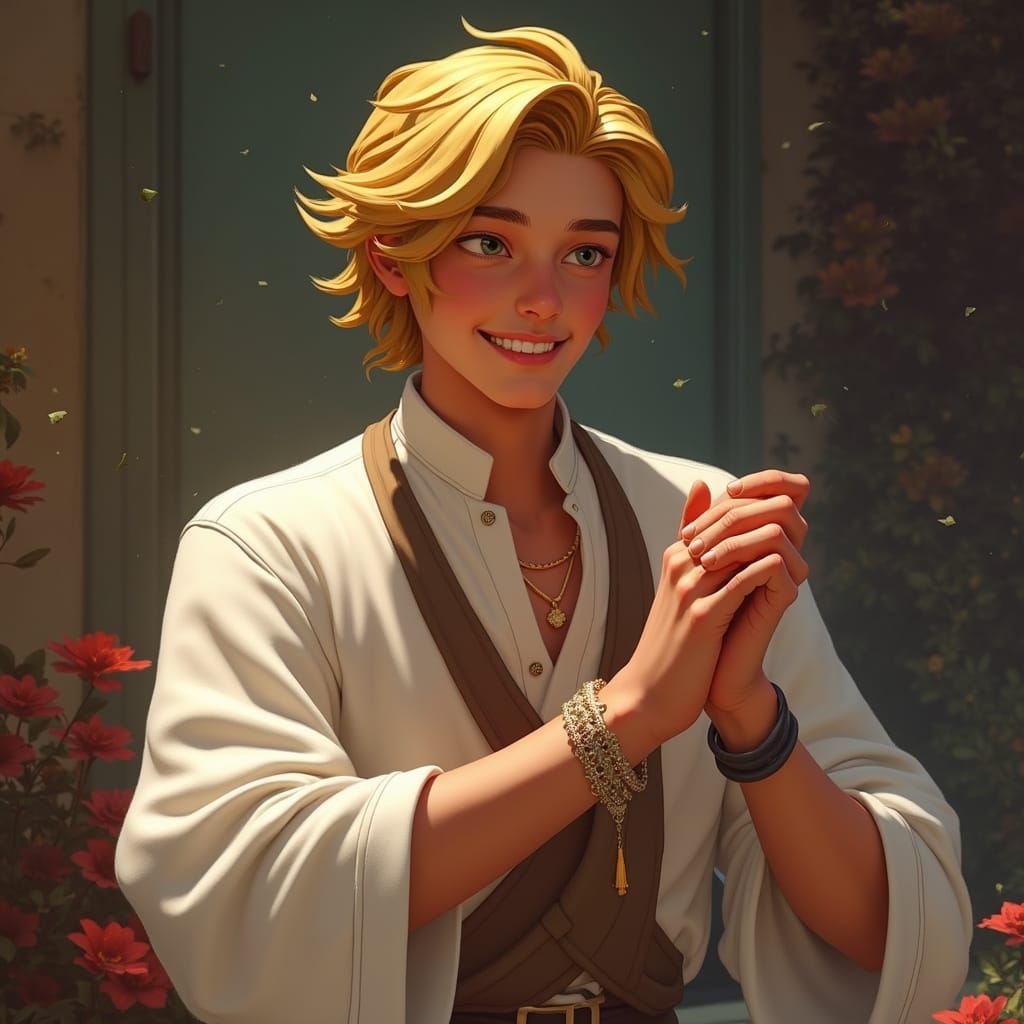 Young Man in Traditional Elegance, Fantasy Concept Art