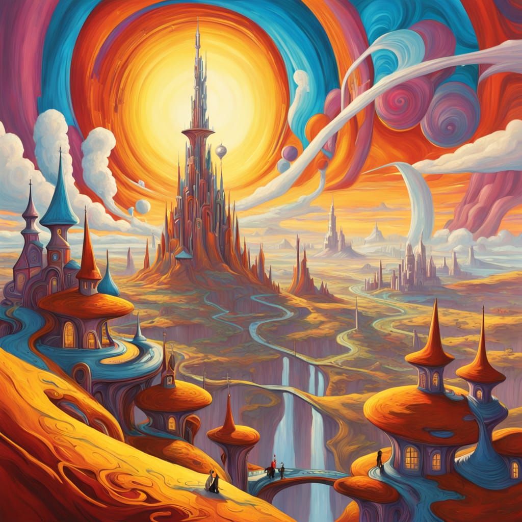 Surrealistic Doctor Stands Amidst Vibrant Gallifrey Cityscap...