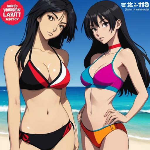 Italian Bikini Girls in Vibrant Anime Style