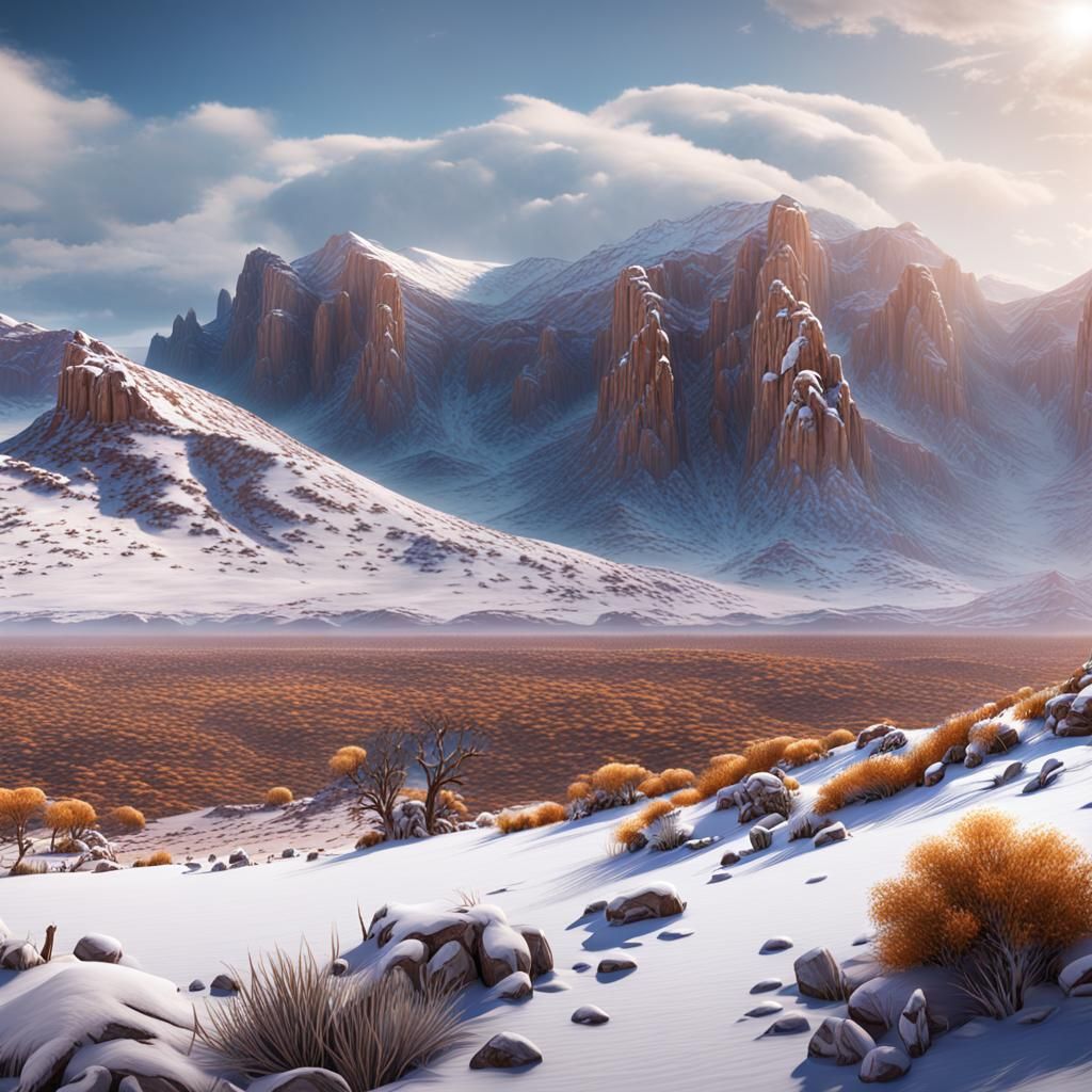 Snowy Karoo Landscape in Detailed Digital Painting