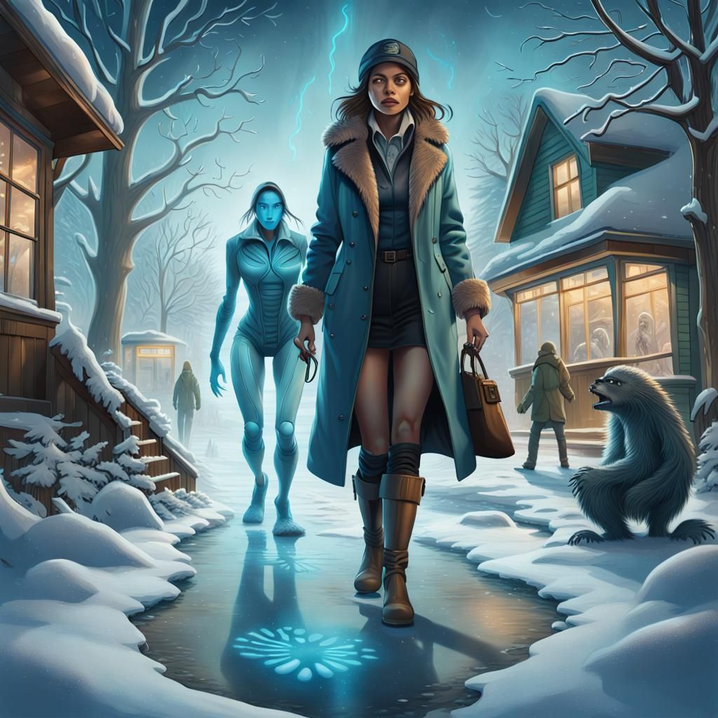 A Winter Detective Looking for Clues.