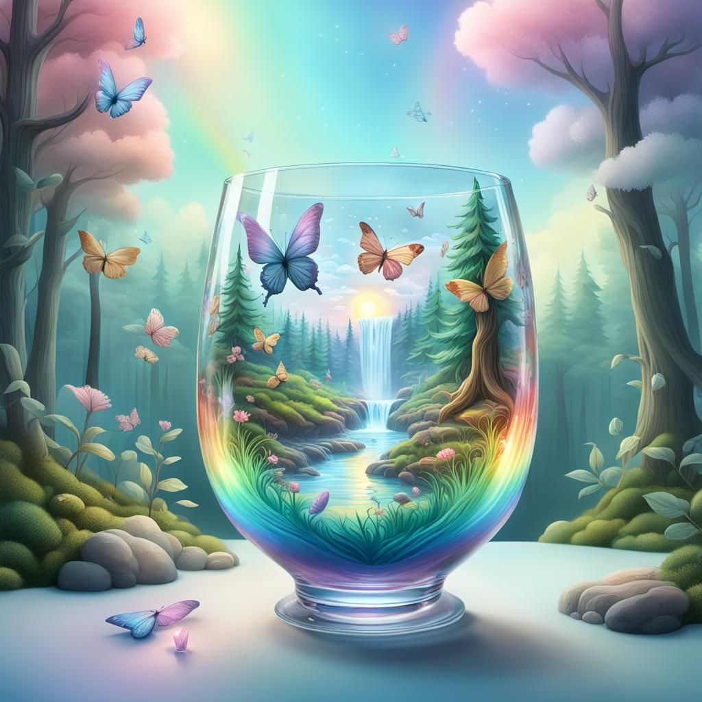 Fairy-Tale Forest in Crystal Glass: Digital Art