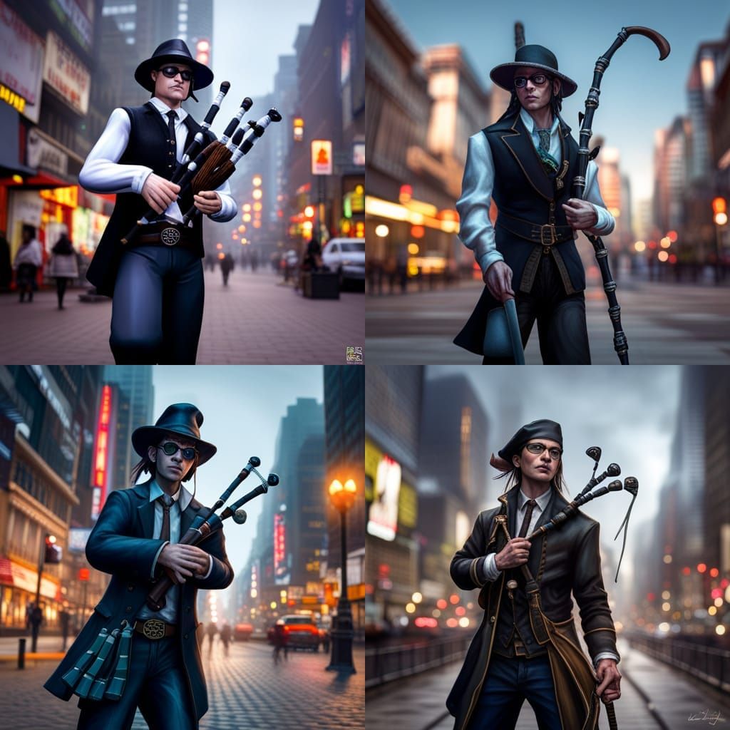 Urban Half-Elf Bard with Ghostly Dog