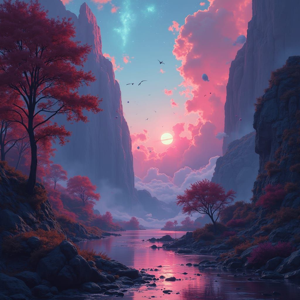 Abstract Dreamscape with Ethereal Lighting